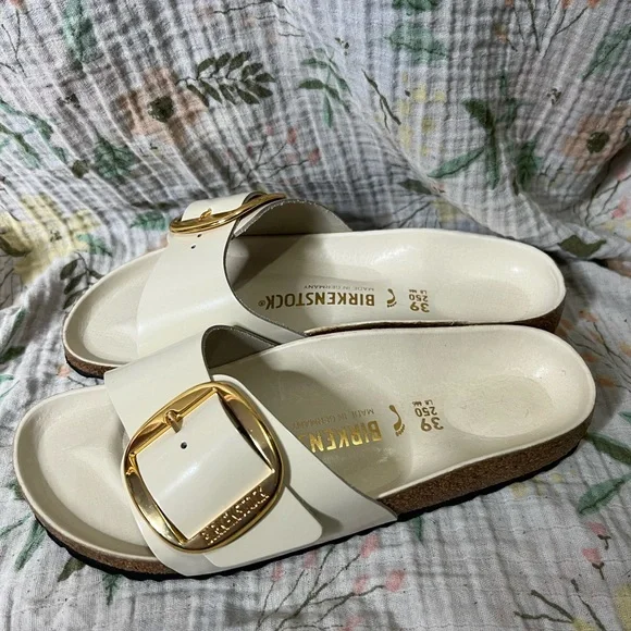 Birkenstock Cream Madrid Big Buckle Sandals Women’s Size EU39 US 8/8.5 - Picture 2 of 6